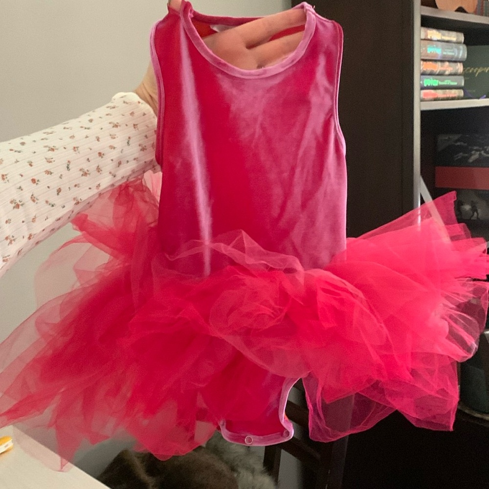Hot pink sleeveless velvet tutu dress